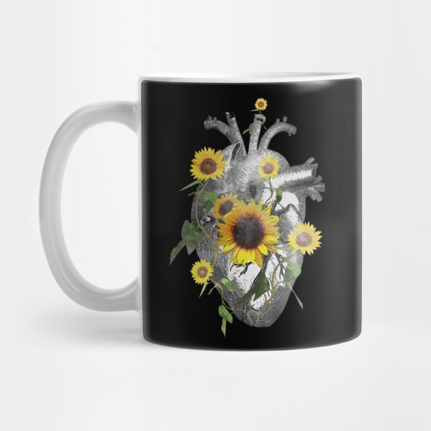 anatomical heart sunflowers cardiac nurse by Collagedream